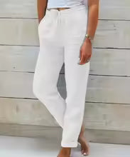 Cotton Linen Summer Pants for Women High Waist Elastic Casual Trousers Streetwear Solid Female Clothes 2024 Loose Pencil Pants